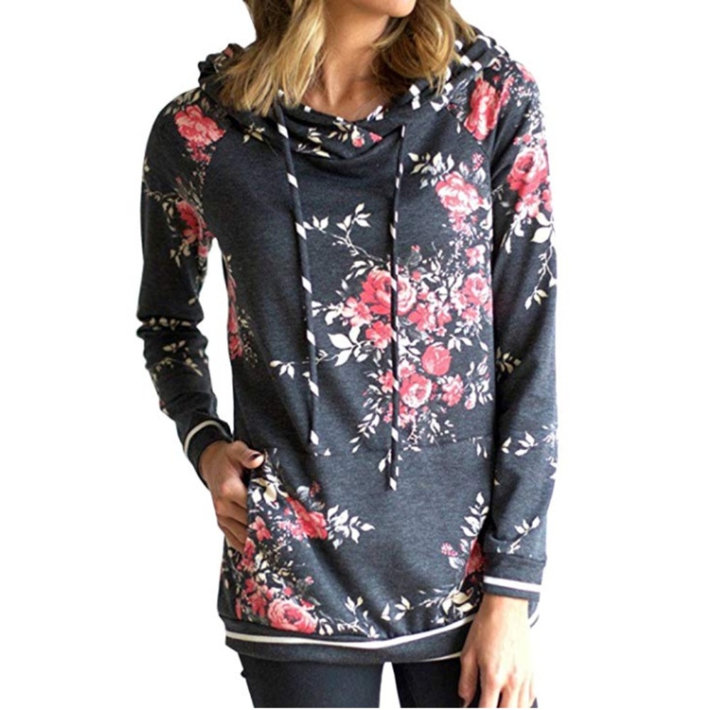 Womens "Ellie" Casual Floral Printed Hoodie